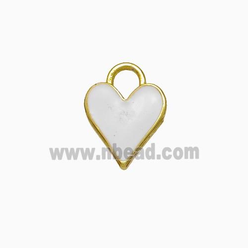 Copper Heart Pendant White Enamel Gold Plated