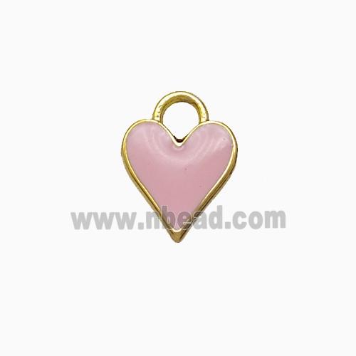 Copper Heart Pendant Pink Enamel Gold Plated