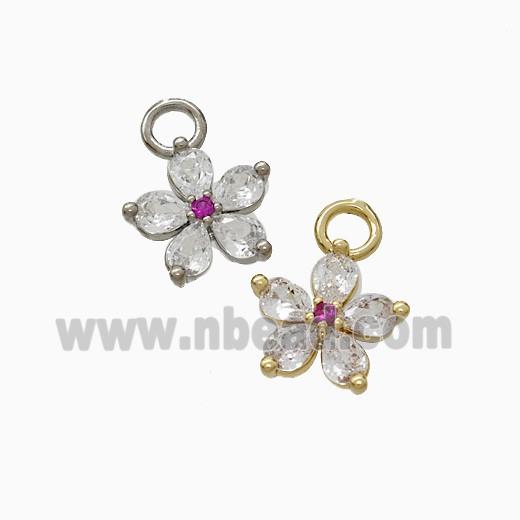 Copper Flower Pendant Pave Zirconia Mixed