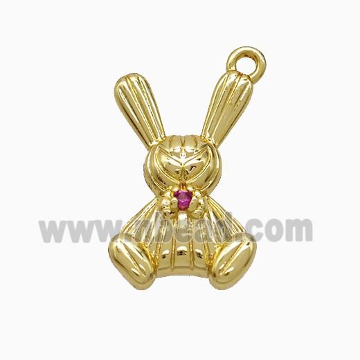 Copper Rabbit Pendant Pave Zirconia Gold Plated