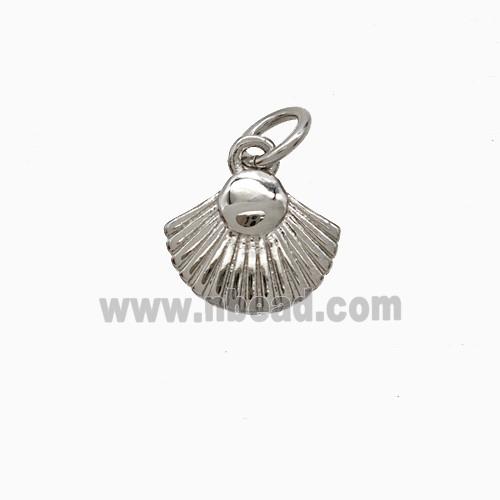 Copper Scallop Shell Pendant Platinum Plated