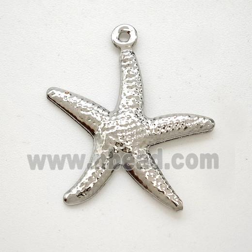 Copper Starfish Pendant Hammered Platinum Plated