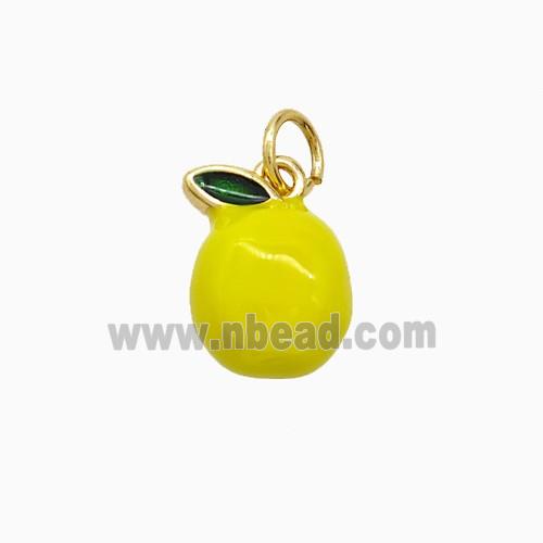 Copper Mango Pendant Yellow Enamel Gold Plated