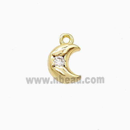 Copper Moon Pendant Pave Zirconia Gold Plated