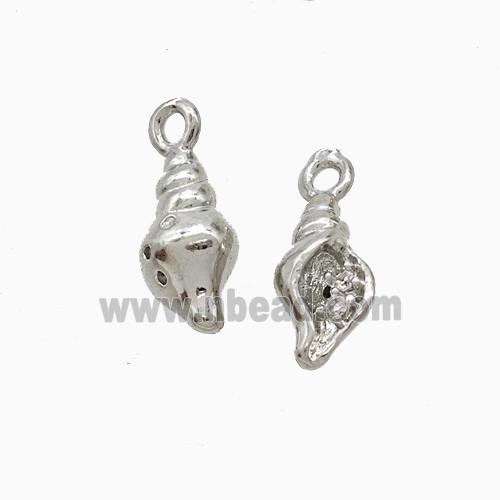 Copper Conch Shell Pendant Pave Zirconia Platinum Plated