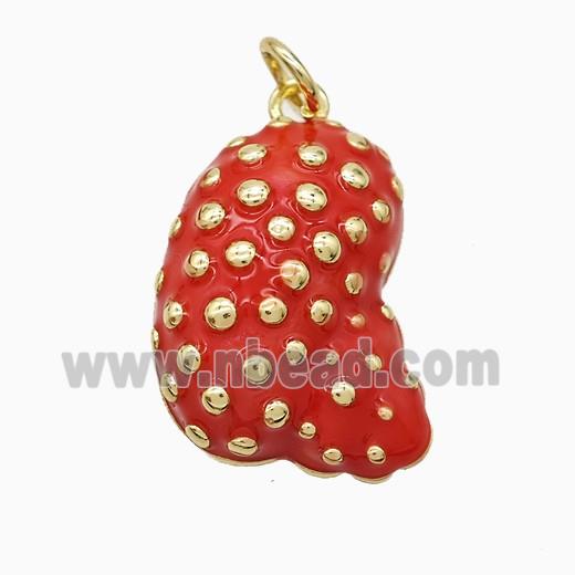 Copper Conch Shell Pendant Red Painted Gold Plated