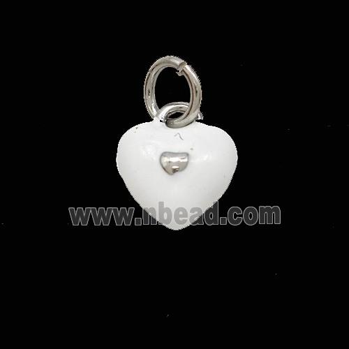 Copper Heart Pendant White Enamel Platinum Plated