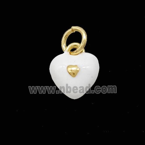 Copper Heart Pendant White Enamel Gold Plated