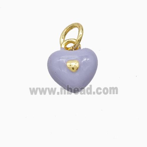 Copper Heart Pendant Lavender Enamel Gold Plated