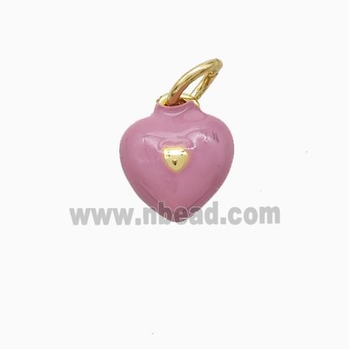 Copper Heart Pendant Pink Enamel Gold Plated