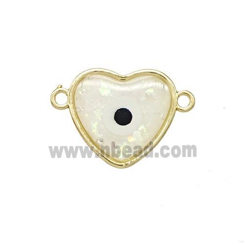 Copper Heart Connector Pave Resin Gold Plated