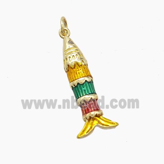 Copper Fish Pendant Multicolor Painted Gold Plated