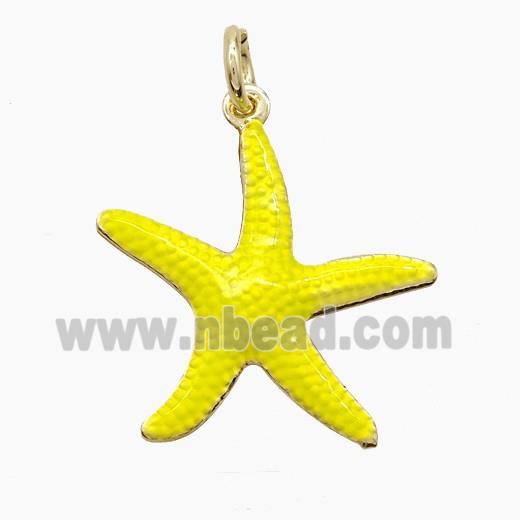 Copper Starfish Pendant Yellow Painted Gold Plated