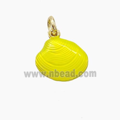 Copper Scallop Shell Pendant Yellow Painted Gold Plated