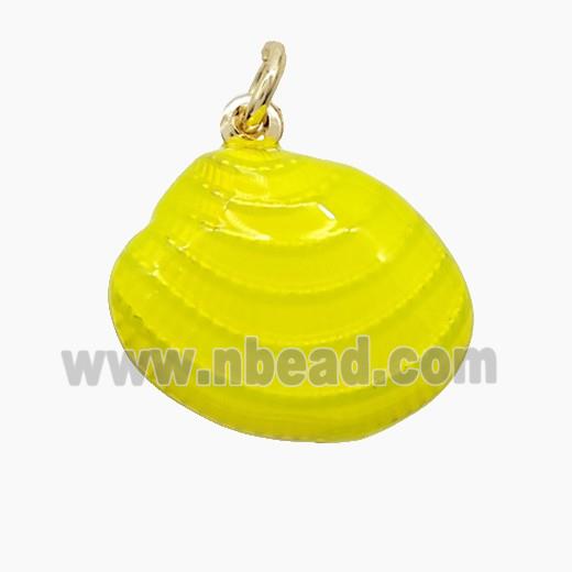 Copper Scallop Shell Pendant Yellow Painted Gold Plated