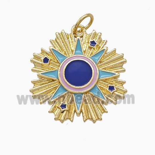 Copper Sun Pendant Enamel Gold Plated