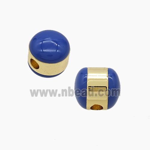 Copper Button Beads Royalblue Enamel Gold Plated