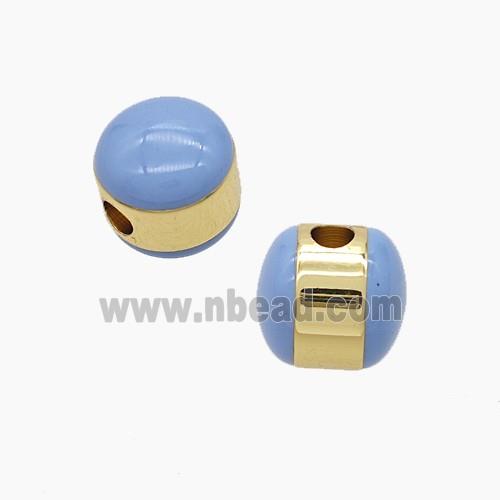 Copper Button Beads Blue Enamel Gold Plated