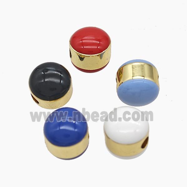 Copper Button Beads Enamel Gold Plated Mixed