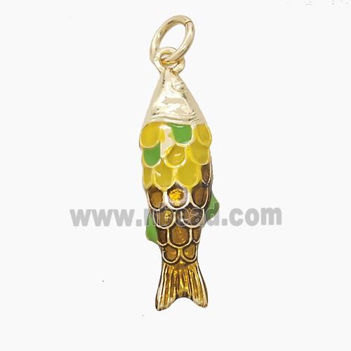 Copper Fish Pendant Multicolor Enamel Gold Plated