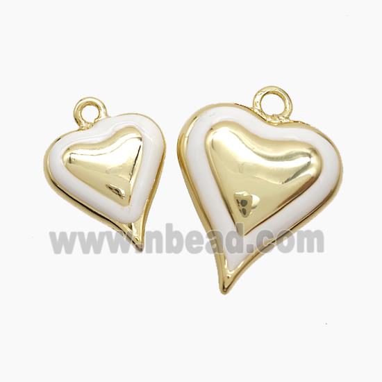 Copper Heart Pendant White Enamel Gold Plated