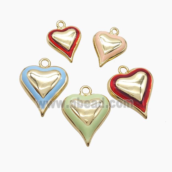 Copper Heart Pendant Enamel Gold Plated Mixed