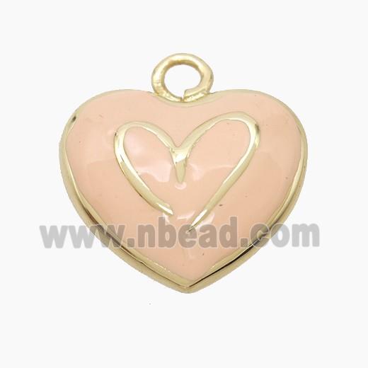 Copper Heart Pendant Pink Enamel Gold Plated