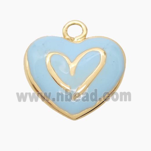 Copper Heart Pendant Blue Enamel Gold Plated