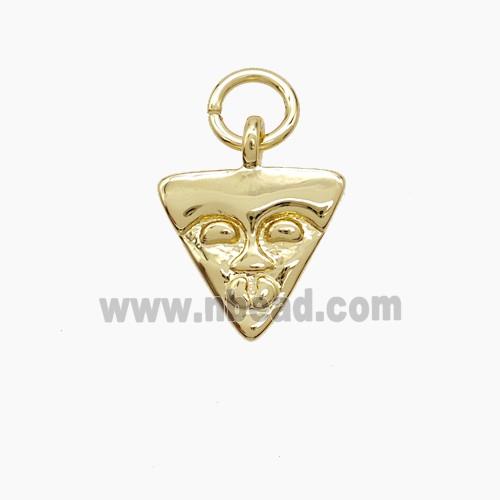 Copper Pizza Face Pendant Gold Plated