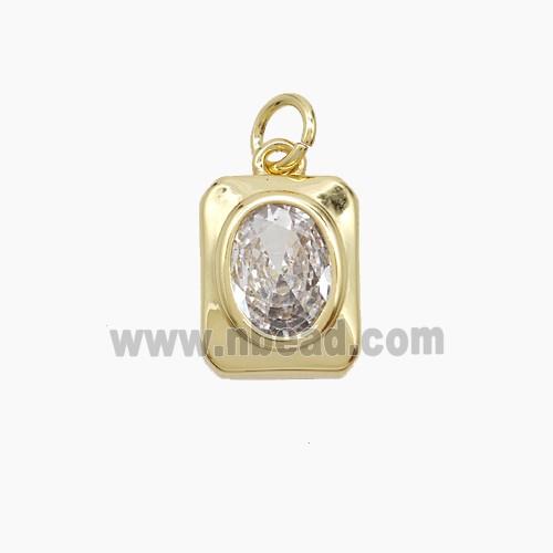 Copper Rectangle Pendant Pave Zirconia Gold Plated