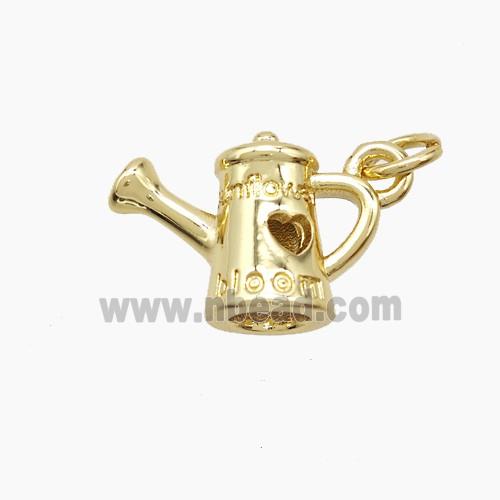 Watering Can Charms Copper Pendant Heart Gold Plated