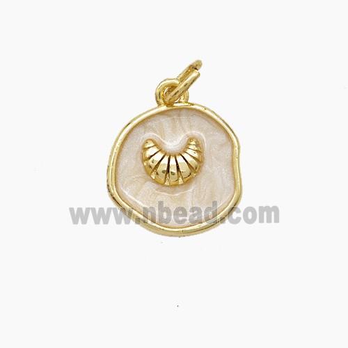 Copper Conch Shell Pendant White Painted Gold Plated