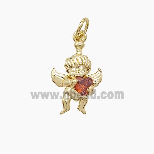 Copper Angel Pendant Pave Zirconia Gold Plated