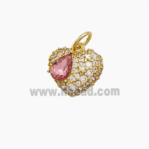 Copper Heart Pendant Pave Zirconia Gold Plated
