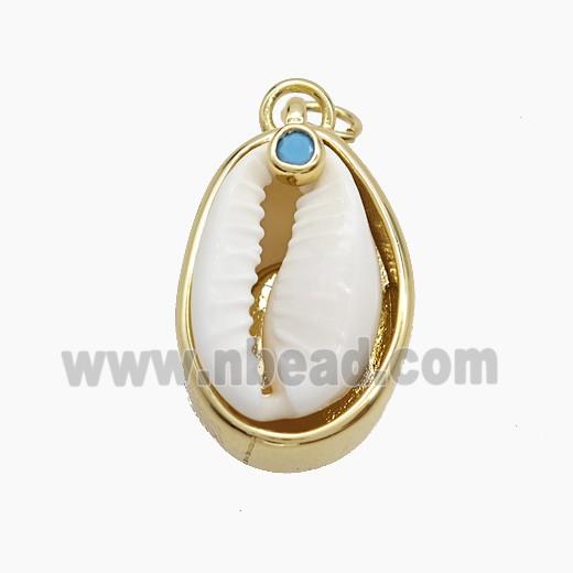 Copper Pendant Pave Conch Shell Gold Plated