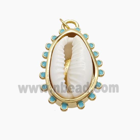 Copper Pendant Pave Conch Shell Gold Plated