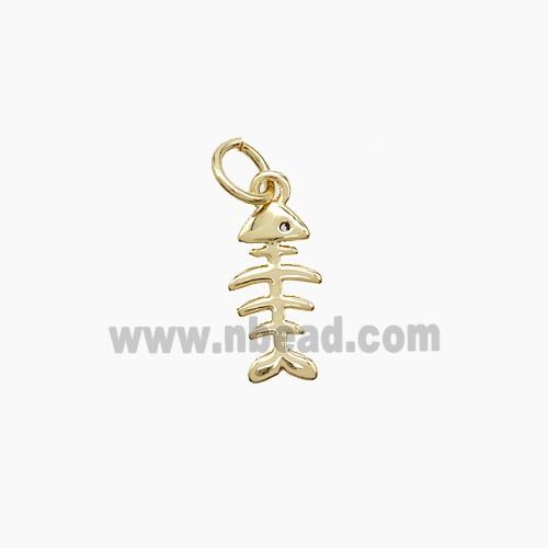 Copper Fish Bone Pendant Gold Plated