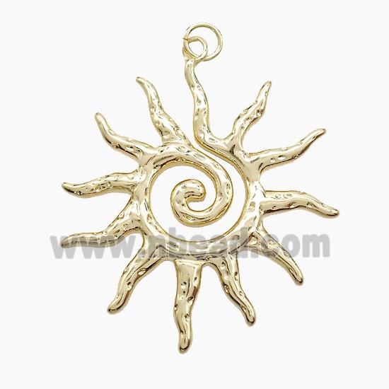 Copper Sun Pendant Hammered Gold Plated