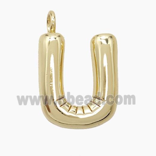 Copper Letter-U Pendant Gold Plated