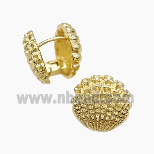 Copper Scallop Shell Latchback Earrings Gold Plated