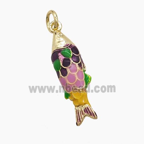 Copper Fish Pendant Multicolor Enamel Gold Plated