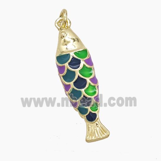 Copper Fish Pendant Multicolor Enamel Gold Plated