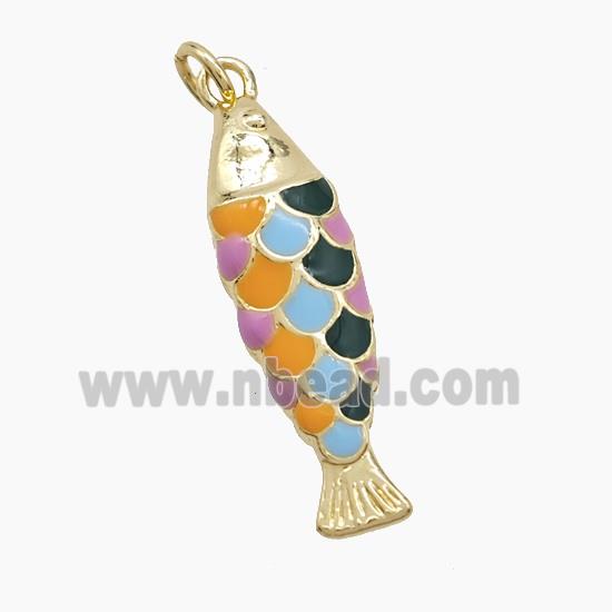 Copper Fish Pendant Multicolor Enamel Gold Plated
