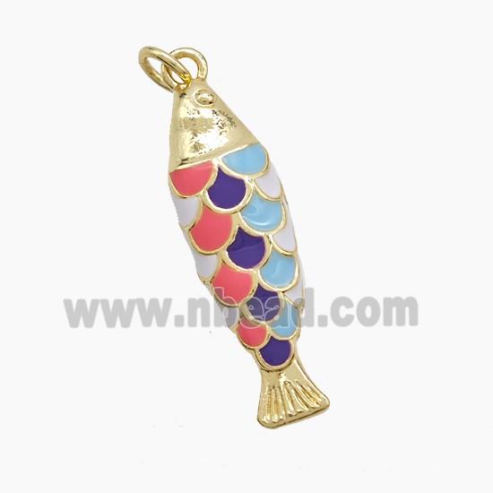 Copper Fish Pendant Multicolor Enamel Gold Plated