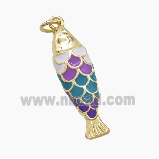 Copper Fish Pendant Multicolor Enamel Gold Plated