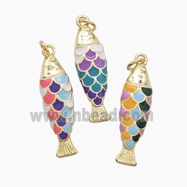 Copper Fish Pendant Multicolor Enamel Gold Plated Mixed