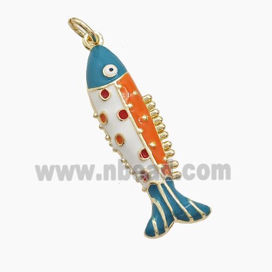 Copper Fish Pendant Multicolor Enamel Gold Plated