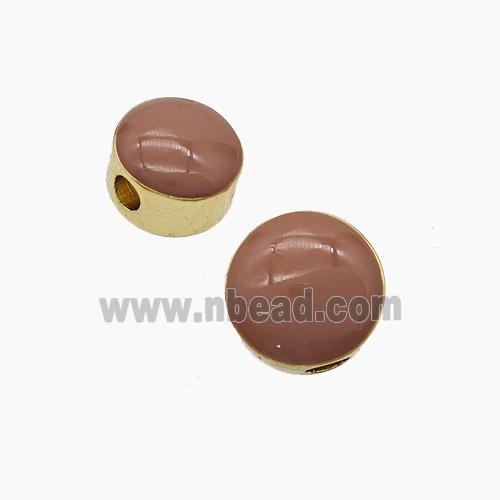 Copper Button Beads Coffee Enamel Gold Plated
