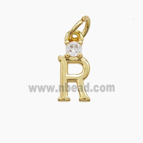Copper Letter-R Pendant Pave Zirconia Gold Plated