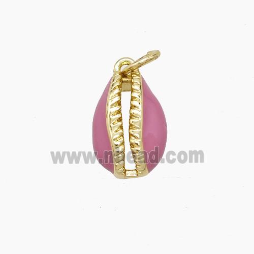 Copper Conch Shell Pendant Pink Enamel Gold Plated